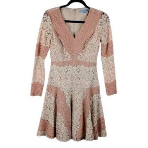 Antonio Melani Floral Pink Lace Long sleeve Dress Women's Size 2